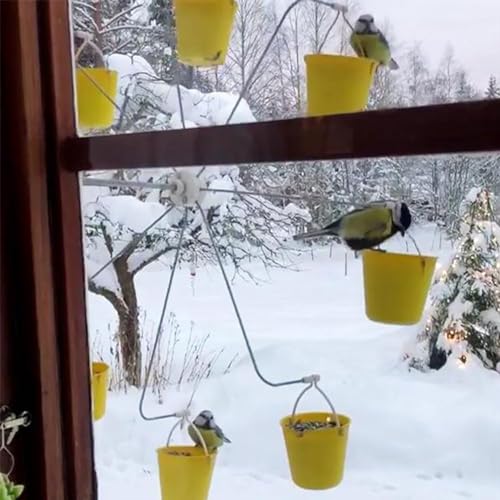 Worparsen Riesenrad-Vogelhäuschen, Kolibri-Futterhäuschen, im Freien, drehendes Riesenrad, rotierende Wildvogelhäuschen, Windmühlenförmiges Vogelfutterspielzeug für Vogelliebhaber, Mehrfarbig von Worparsen