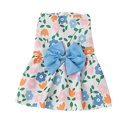 Worparsen Sommer Hund Kleidung Schweißabsorbierende Sommer Katze Kleidung Haustier Blumen Kleid Freizeitkleidung Ärmellos Blau L von Worparsen