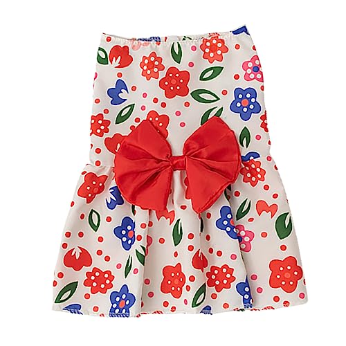 Worparsen Sommer Hund Kleidung Schweißabsorbierende Sommer Katze Kleidung Haustier Blumen Kleid Freizeitkleidung Ärmellos Rot M von Worparsen