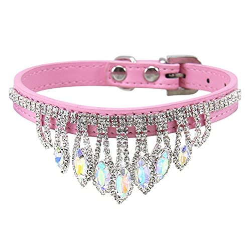 Worparsen Welpen Halsband Kein Geruch Funkelnde Haustier Katze Hund Halskette mit Strass schillernden Mehrzweck Rosa S von Worparsen