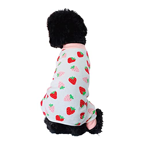 Worparsen Welpen Pyjamas 4 Größen Zitrone Erdbeere Bedruckt Hund Jumps uit Feine Verarbeitung Schrumpf- Erdbeere L von Worparsen