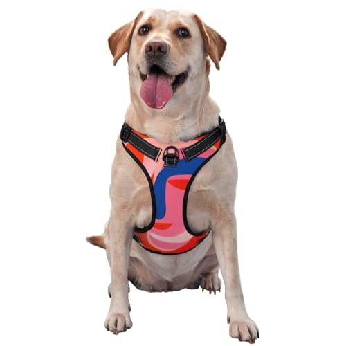 Abstraktes Hundegeschirr für Damen, Hochformat, kein Ziehen, verstellbar, reflektierend, Oxford, einfache Kontrolle, Größe M und L von Woshuwo