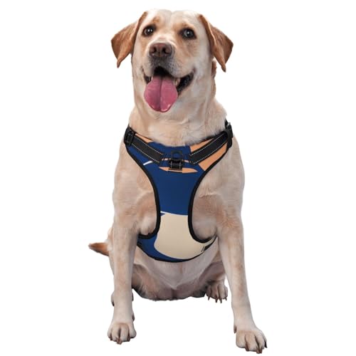 Abstraktes Hundegeschirr für Damen, minimalistisch, kein Ziehen, verstellbar, reflektierend, Oxford, einfache Kontrolle, Größe M, L von Woshuwo