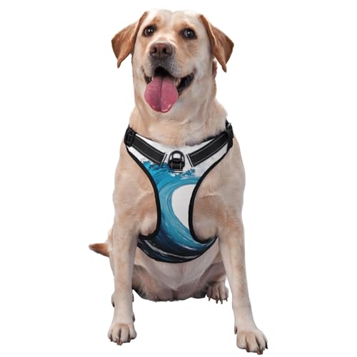 Enormous Ocean Wave Hundegeschirr, kein Ziehen, verstellbar, reflektierend, Oxford, einfache Kontrolle, Größe M und L Enormous Ocean Wave Hundegeschirr, kein Ziehen, verstellbar, reflektierend, Oxford, einfache Kontrolle, Größe M und L von Woshuwo