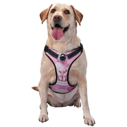 Hundegeschirr, Ziege auf Toilette, lustiges Badezimmer, kein Ziehen, verstellbar, reflektierend, Oxford, einfache Kontrolle, Größe M, L, Rosa von Woshuwo