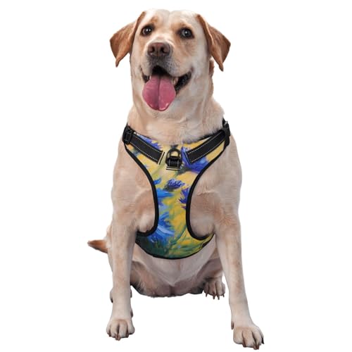 Hundegeschirr, kein Ziehen, verstellbar, reflektierend, Oxford, einfache Kontrolle, Größe M, L, Blau von Woshuwo
