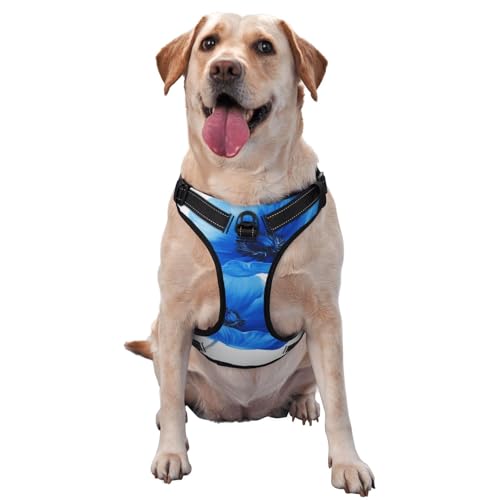 Hundegeschirr, kein Ziehen, verstellbar, reflektierend, Oxford-Stoff, einfache Kontrolle, Größe M, L, Blau von Woshuwo