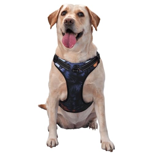 Hundegeschirr, kein Ziehen, verstellbar, reflektierend, Oxford-Stoff, einfache Kontrolle, Größe M, L, Schwarz von Woshuwo