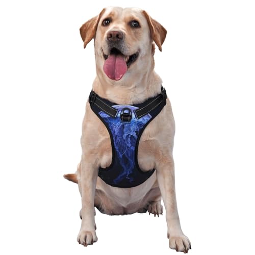 Hundegeschirr, transparent, Quallen, kein Ziehen, verstellbar, reflektierend, Oxford, einfache Kontrolle, Größe M und L von Woshuwo