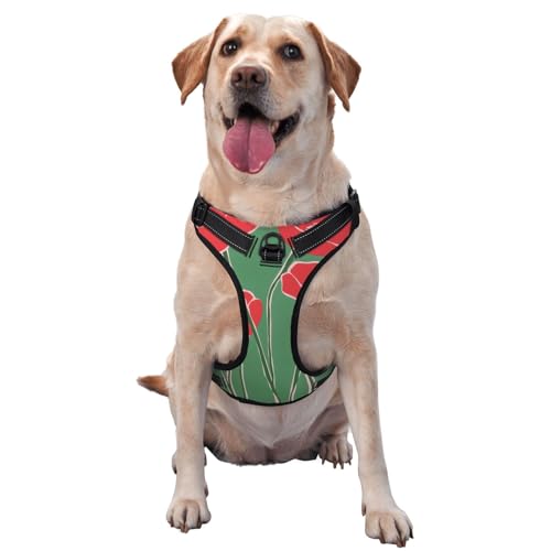 Hundegeschirr Mitte des Jahrhunderts, modern, kein Ziehen, verstellbar, reflektierend, Oxford, einfache Kontrolle, Größe M, L, Rosa von Woshuwo