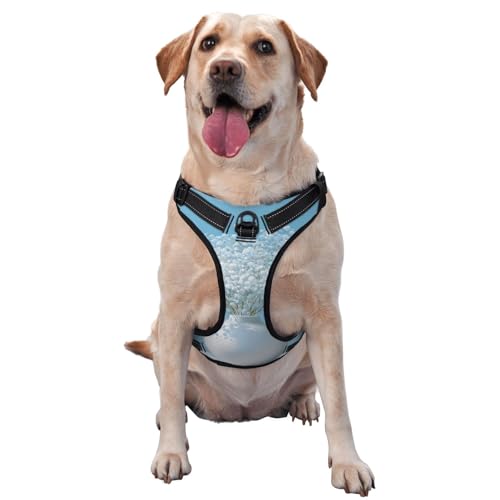Hundegeschirr aus Keramik mit Blumen, kein Ziehen, verstellbar, reflektierend, Oxford-Stoff, einfache Kontrolle, Größe M, L, Weiß Hundegeschirr aus Keramik mit Blumen, kein Ziehen, verstellbar, reflektierend, Oxford-Stoff, einfache Kontrolle, Größe M, L, Weiß von Woshuwo