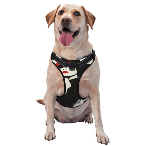 Hundegeschirr für Damen, Minimalismus, kein Ziehen, verstellbar, reflektierend, Oxford, einfache Kontrolle, Größe M, L von Woshuwo