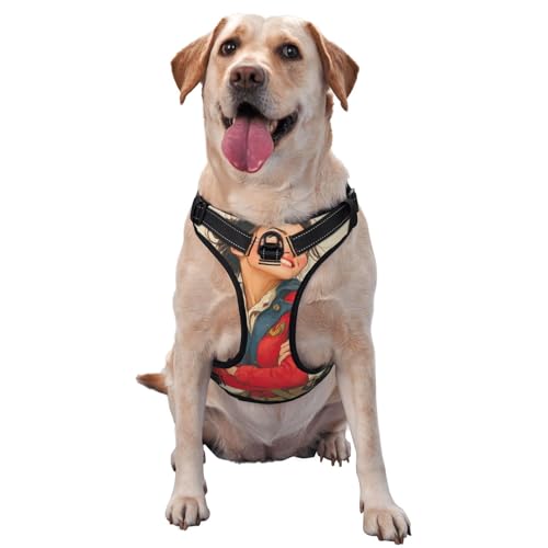 Hundegeschirr im Vintage-Stil, kein Ziehen, verstellbar, reflektierend, Oxford-Stoff, einfache Kontrolle, Größe M und L von Woshuwo