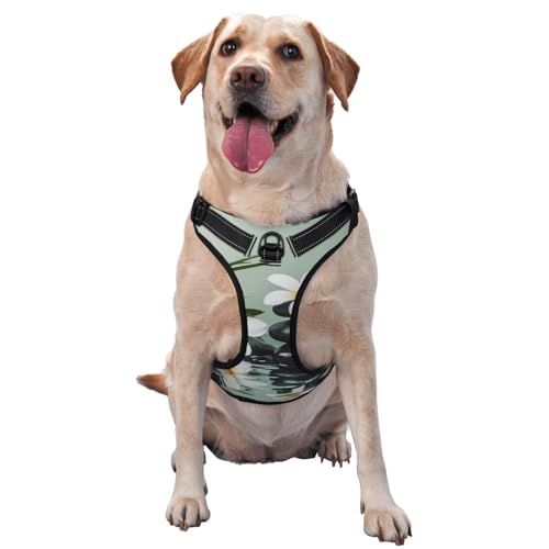 Hundegeschirr mit Bambusblättern, kein Ziehen, verstellbar, reflektierend, Oxford, einfache Kontrolle, Größe M, L, Schwarz von Woshuwo