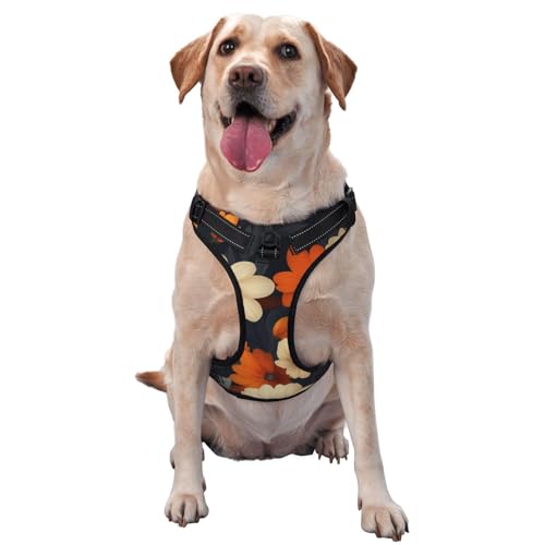 Hundegeschirr mit Blumen und Blättern, natürliches Halsband, kein Ziehen, verstellbar, reflektierend, Oxford, einfache Kontrolle, Größe M und L von Woshuwo