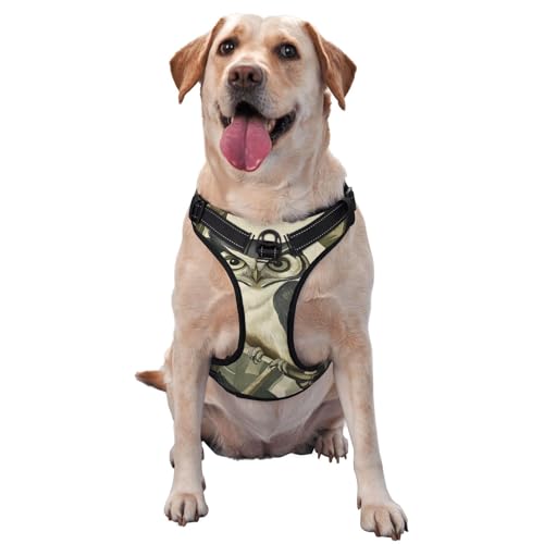 Hundegeschirr mit Eule in einem Baum, kein Ziehen, verstellbar, reflektierend, Oxford, einfache Kontrolle, Größe M und L Hundegeschirr mit Eule in einem Baum, kein Ziehen, verstellbar, reflektierend, Oxford, einfache Kontrolle, Größe M und L von Woshuwo