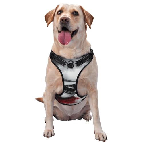 Hundegeschirr mit Fischerboot und Leuchtturm, kein Ziehen, verstellbar, reflektierend, Oxford, einfache Kontrolle, Größe M und L von Woshuwo