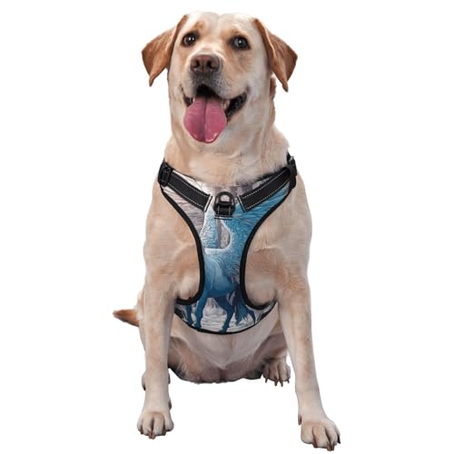 Hundegeschirr mit Flügeln, kein Ziehen, verstellbar, reflektierend, Oxford, einfache Kontrolle, Größe M, L, Blau von Woshuwo