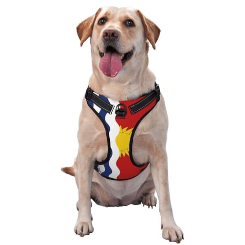 Hundegeschirr mit Kiribati-Flagge, kein Ziehen, verstellbar, reflektierend, Oxford, einfache Kontrolle, Größe M und L von Woshuwo