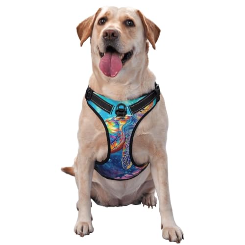 Hundegeschirr mit Meeresschildkröte, kein Ziehen, verstellbar, reflektierend, Oxford-Stoff, einfache Kontrolle, Größe M und L Hundegeschirr mit Meeresschildkröte, kein Ziehen, verstellbar, reflektierend, Oxford-Stoff, einfache Kontrolle, Größe M und L von Woshuwo