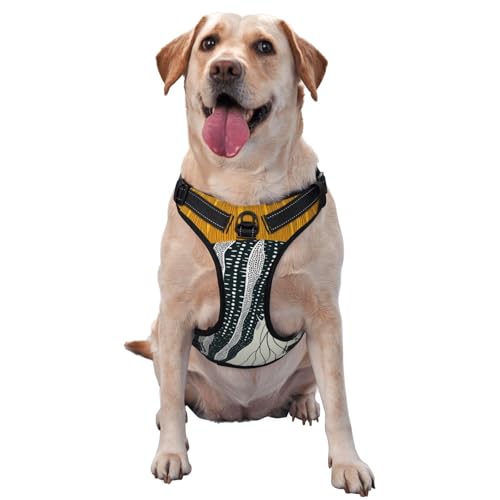 Hundegeschirr mit Quallen, verstellbar, reflektierend, Oxford-Gewebe, einfache Kontrolle, Größe M, L, Gelb von Woshuwo