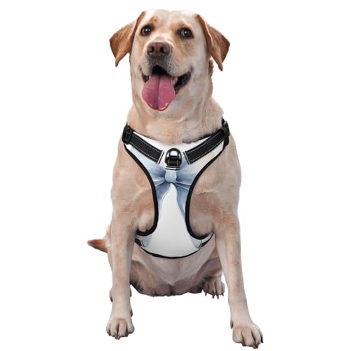Hundegeschirr mit Schleife und zwei langen Bändern, kein Ziehen, verstellbar, reflektierend, Oxford-Gewebe, einfache Kontrolle, Größe M, L von Woshuwo