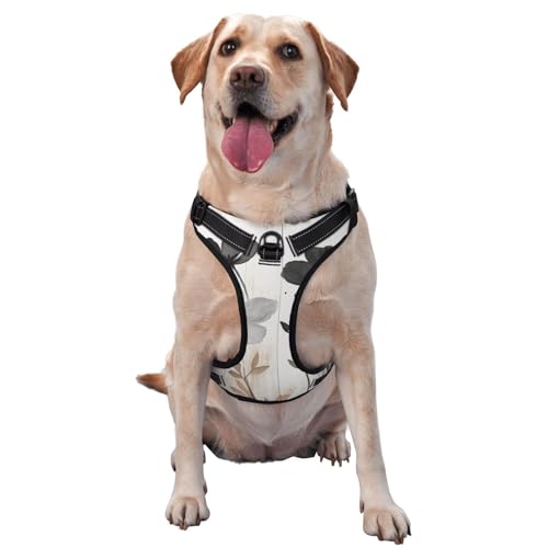 Hundegeschirr mit Wildblumen, kein Ziehen, verstellbar, reflektierend, Oxford-Stoff, einfache Kontrolle, Größe M, L, Schwarz und Grau von Woshuwo