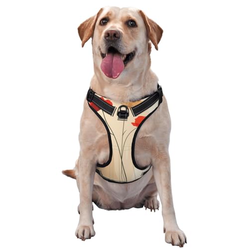 Hundegeschirr mit abstrakten minimalistischen Blumen, kein Ziehen, verstellbar, reflektierend, Oxford-Stoff, einfache Kontrolle, Größe M und L von Woshuwo