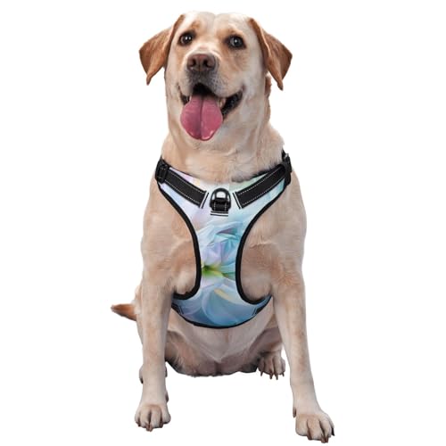 Hundegeschirr mit abstrakter Blume, kein Ziehen, verstellbar, reflektierend, Oxford, einfache Kontrolle, Größe M, L von Woshuwo