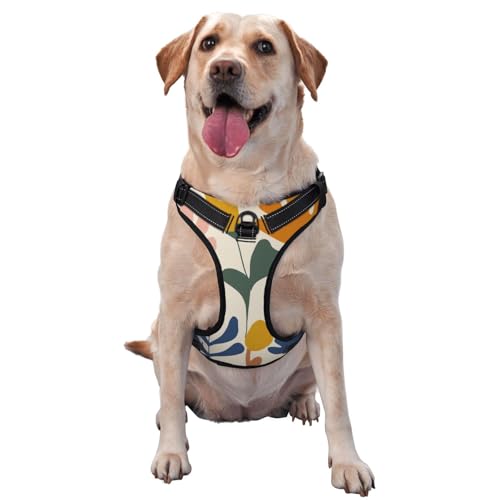 Hundegeschirr mit bunten Blumenausschnitten, Boho-Blume, kein Ziehen, verstellbar, reflektierend, Oxford-Stoff, einfache Kontrolle, Größe M und L von Woshuwo