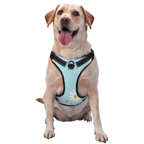 Hundegeschirr mit einfachen Blumenformen, kein Ziehen, verstellbar, reflektierend, Oxford, einfache Kontrolle, Größe M und L von Woshuwo