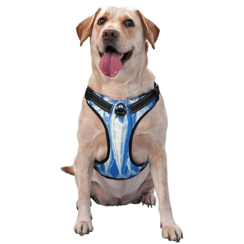 Minimalistisches Hundegeschirr, Sardinen, kein Ziehen, verstellbar, reflektierend, Oxford, einfache Kontrolle, Größe M und L von Woshuwo