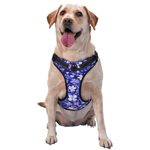 Minimalistisches Sommer-Hundegeschirr, kleine Blumen, kein Ziehen, verstellbar, reflektierend, Oxford-Gewebe, einfache Kontrolle, Größe M und L von Woshuwo