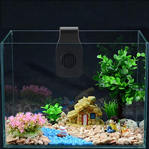 Wosune Aquarium-Lüfter, 8-W-Aquarium-Lüfter mit Sicherheitsstummschaltung (schwarz, weiß) für Wasseraquarium-Kühler(Black Adjustable) von Wosune