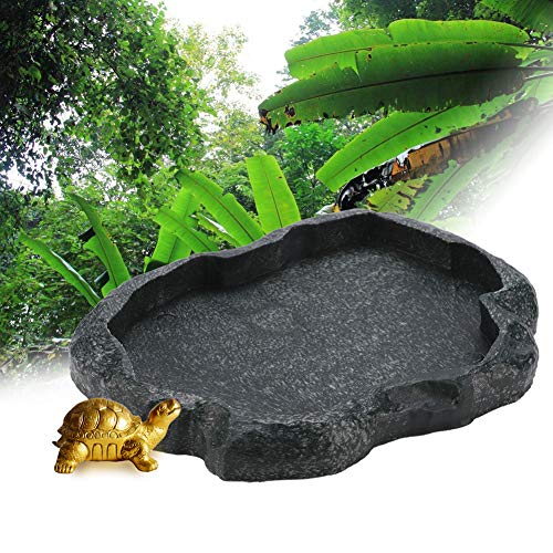 Wosune Reptilienschale, Reptil Terrarium Eidechsenschale, Reptile Corner Water Dish Reptile Humid Hide Reptilienschale für Schildkröte für Eidechse(Moyu Green, M) von Naroote