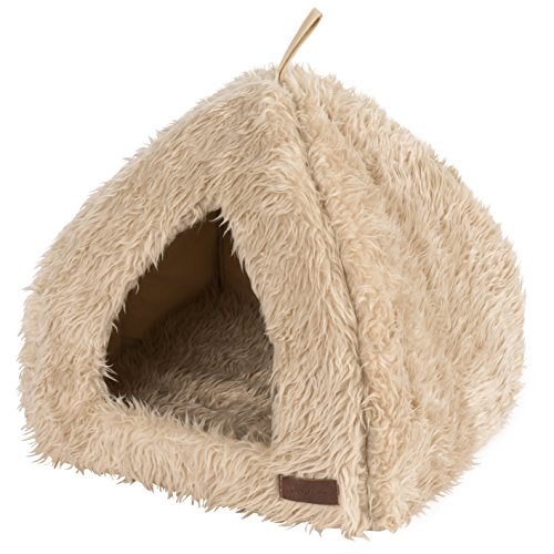 Wouapy 216826THMTE Iglu Deluxe für Katze, Flauschiges Katzenhaus, beige von Wouapy