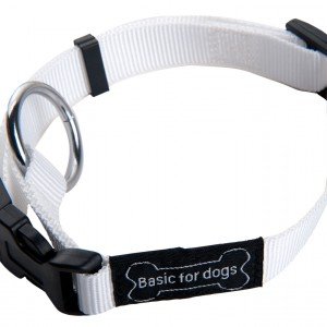 Wouapy Basic Line Halsband für Hunde, 40 mm breit, Halsumfang 45/72 cm, Weiß von Wouapy