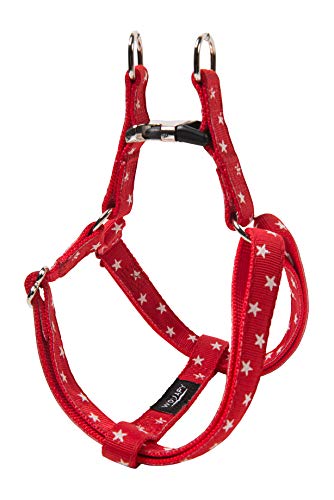 Wouapy Hundegeschirr mit Sternenmotiv, 15 mm breit, für Brustkorb, Größe 39/55 cm, Rot von Wouapy