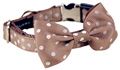 Wouapy Hundehalsband mit Fliege, Hellbraun, 12 mm breit, für Hals von 22/33 cm von Wouapy