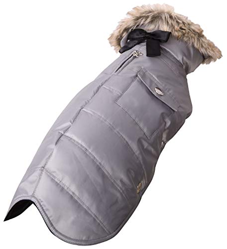 Wouapy Hundemantel Parka, Grau, Größe 28, schützt Ihren Hund vor Witterungseinflüssen von Wouapy
