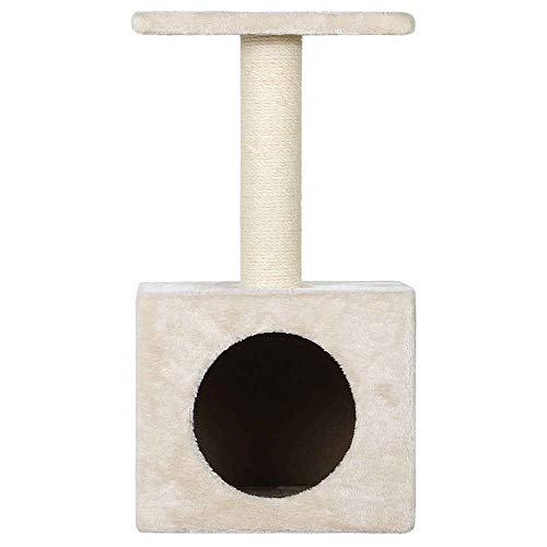 Wouapy – Kratzbaum Kitty – Spiel- und Ruheplatz aus Sisal und Kunstpelz – Pfosten aus Sisal zum Kratzen – Tablett zum Beobachten der Umwelt – Einheitsgröße – Ecru von Wouapy