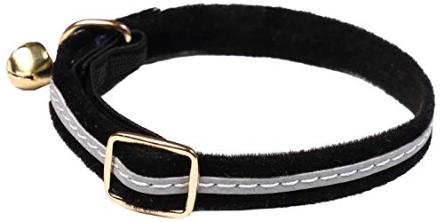 Wouapy Reflektierendes Halsband für Katzen, schwarzes Halsband in Einheitsgröße, verstellbar für einen Halsumfang von 21/31 cm von Wouapy