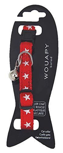 Wouapy Sternhalsband für Katze, rotes Halsband mit Sternen in Einheitsgröße, verstellbar für einen Halsumfang von 21/31 cm von Wouapy