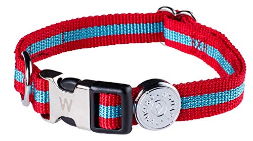Wouapy Wouapy Bi-One Halsband blau und rot Halsband in 15mm Breite für Halsumfang von 33/49cm von Wouapy