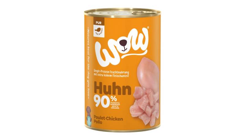 WOW 400g Dose Hundenassfutter Sparpaket 12 x 400 Gramm Huhn pur