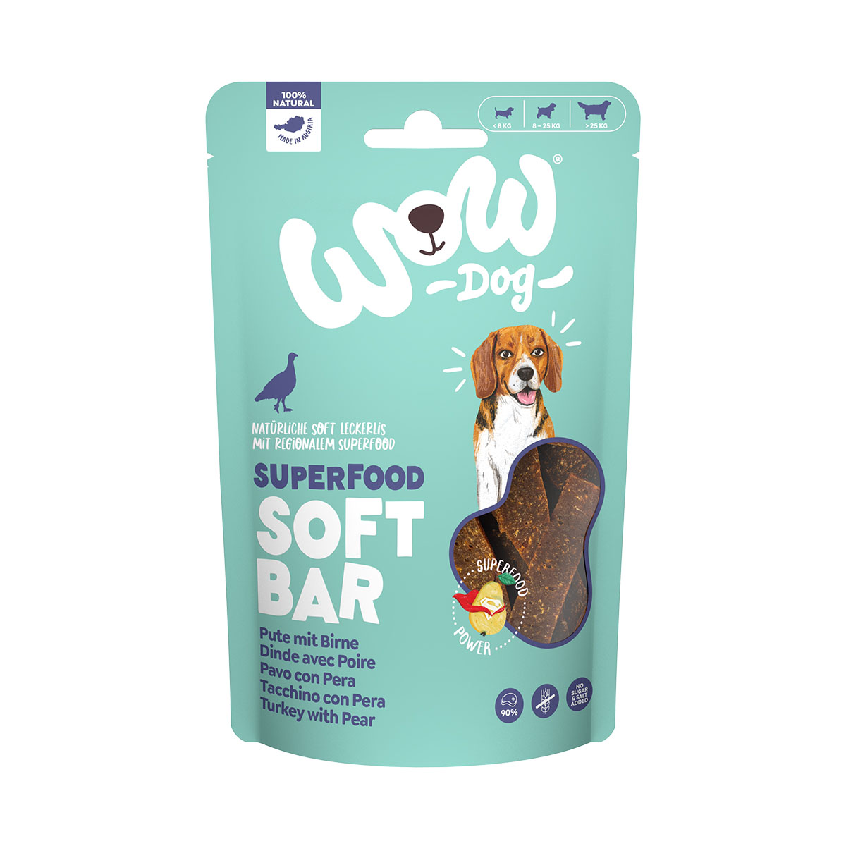 WOW SUPERFOOD Soft Bar Pute mit Birne 150g von WOW!