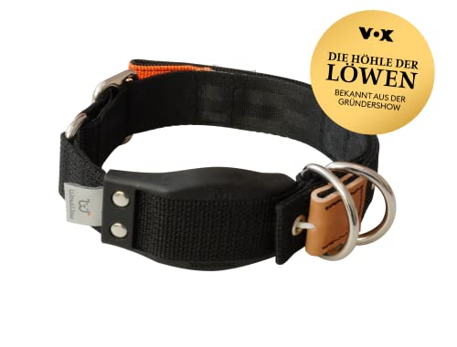 WowWow Professional Hundehalsband mit Leine - schwarz - Größe L 46-66 cm, 205g leicht, innovatives Halsband mit integrierter Leine - bekannt aus der Höhle der Löwen von WowWow