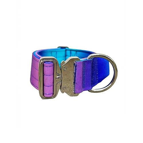 Hochwertiges taktisches Hundehalsband 5cm breit mit Griff mit Sicherheitsverschluss (M, Violettblau) von Wowpaw