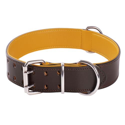 Echtleder Hundehalsband Verstellbar weich Gepolstert für Mittelgroße Große und Extra Große Hundehalsbänder (XL) von WowwCollars