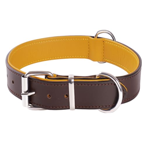 Echtleder Hundehalsband Verstellbar weich Gepolstert für Mittelgroße Große und Extra Große Hundehalsbänder (L) von WowwCollars